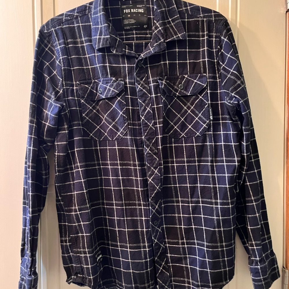 Fox Racing Black and White Plaid Flannel Shirt